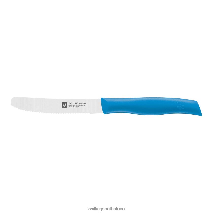 Cutlery Zwilling 2H4BZ4183 TWIN Grip 4.5-inch Utility Knife Blue, serrated edge - Image 1