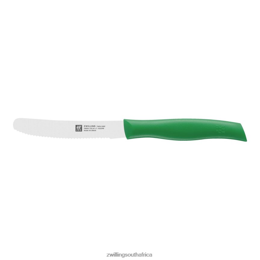 Cutlery Zwilling 2H4BZ4184 TWIN Grip 4.5-inch Utility Knife Green, serrated edge - Image 1