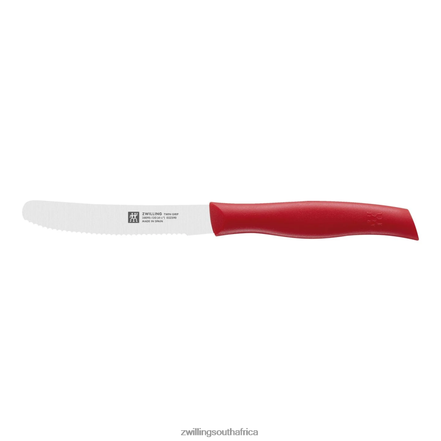 Cutlery Zwilling 2H4BZ4185 TWIN Grip 4.5-inch Utility Knife Red, serrated edge - Image 1