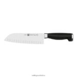 Cutlery Zwilling 2H4BZ4403 TWIN Four Star II 7-inch, hollow edge Santoku Knife