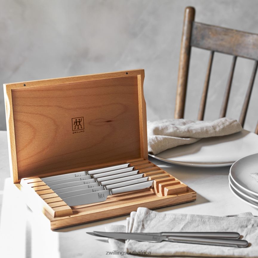 Cutlery Zwilling 2H4BZ452 Steak Sets 8-pc, Stainless Steel Steak Knife Set with Wood Presentation Case - Image 5