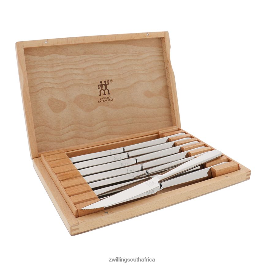 Cutlery Zwilling 2H4BZ452 Steak Sets 8-pc, Stainless Steel Steak Knife Set with Wood Presentation Case - Image 1