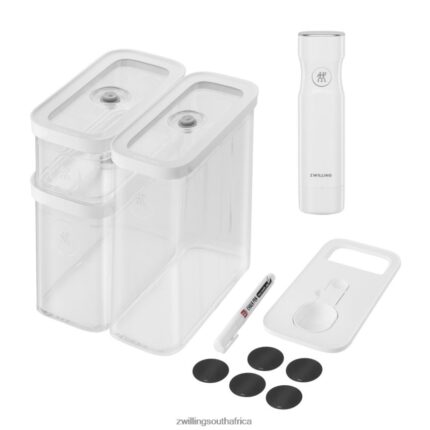 Kitchen Zwilling 2H4BZ4478 FRESH & SAVE CUBE CONTAINER SET WITH VACUUM PUMP, MEDIUM, 6-PC, TRANSPARENT-WHITE
