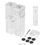 Kitchen Zwilling 2H4BZ4525 FRESH & SAVE CUBE CONTAINER SET WITH VACUUM PUMP, SMALL, 7-PC, TRANSPARENT-WHITE